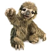 Folkmanis 3131 Three-Toed Sloth Hand Puppet, One Size, Multicolor