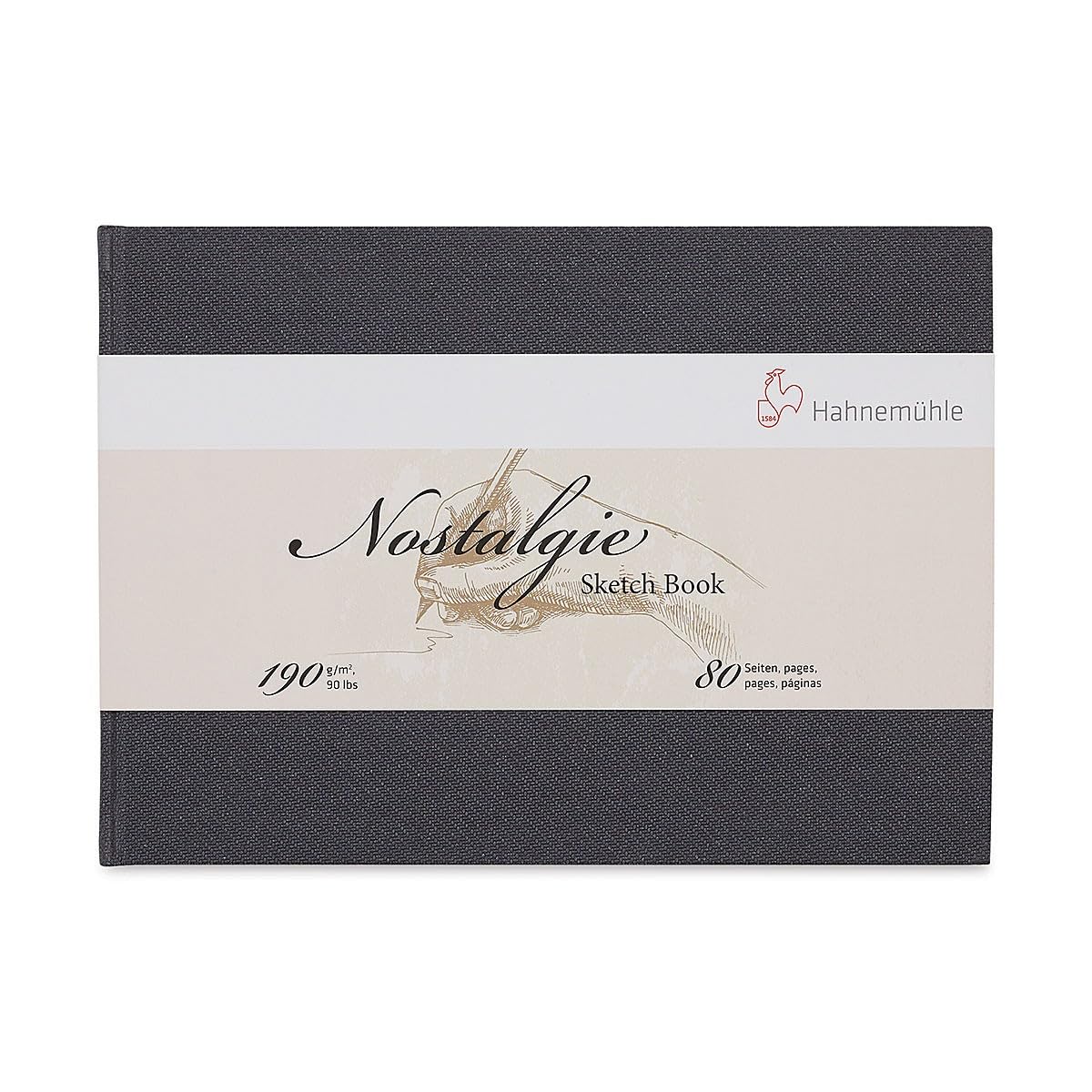 Hahnemühle Nostalgia Sketchbook, Premium Drawing Book, 190 g/m², Natural White, 80 Pages, DIN A4 Landscape Format