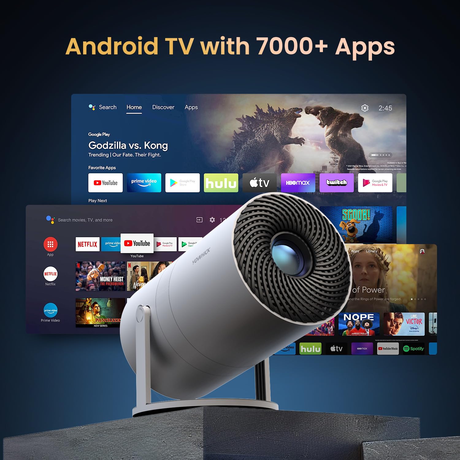 [Electric Focus & Built-in Apps ] Mini Projector with Wifi6 and Bluetooth, 15000L Native 1080P Outdoor Portable Movie Projector, 210° Rotation 4k Support for iPhone/Android/ TV Stick/HDMI/Laptop