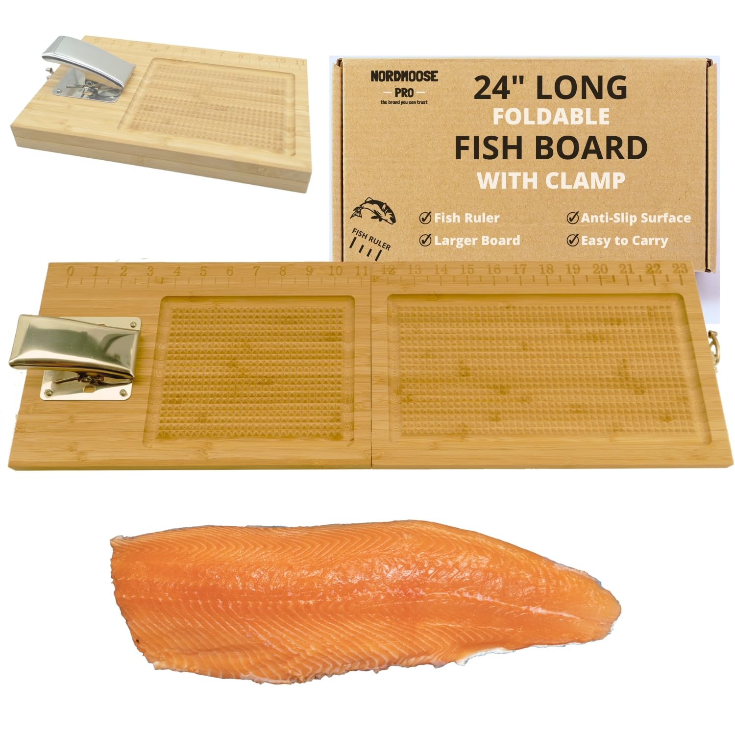 Photo 1 of Fish Cleaning Board with Clamp, Foldable & Extra Large 24 Inches Fish Cutting Board - Fish Fillet Board with Clamp, Grippy Surface and Non-Slip Bottoms - Sturdy & Rust Proof Bait Cutting Board