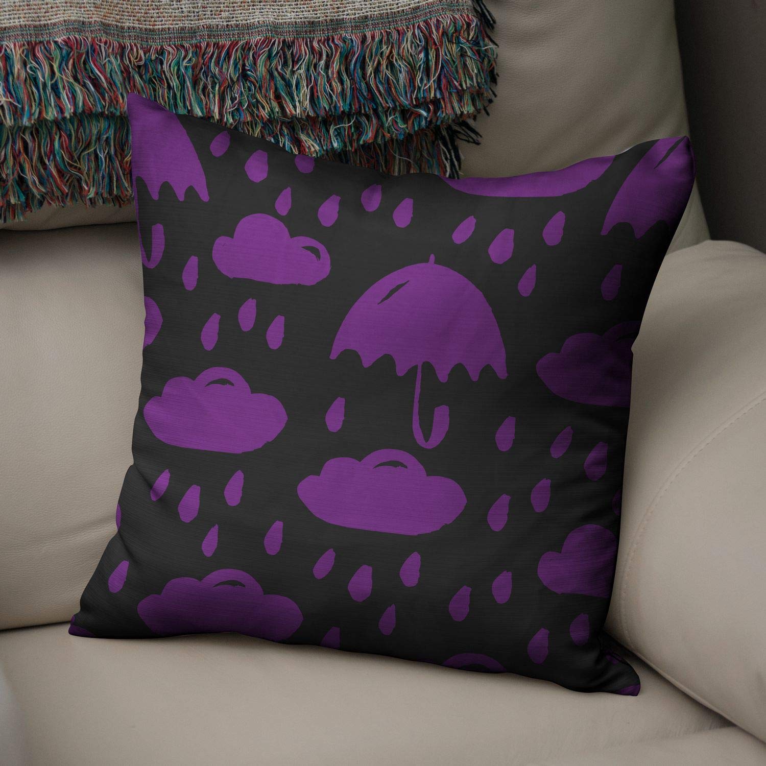 Bonamaison Decorative Cushion Cover Purple & Black, Throw Pillow Covers, Home Decorative Pillowcases for Livingroom, Sofa, Bedroom, Size: 43X43 Cm - Designed and Manufactured in Turkey