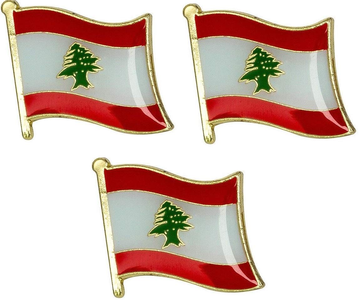 Pack of 3 x Flag of LEBANON metal pin badges each badge approx 19mm x 15mm