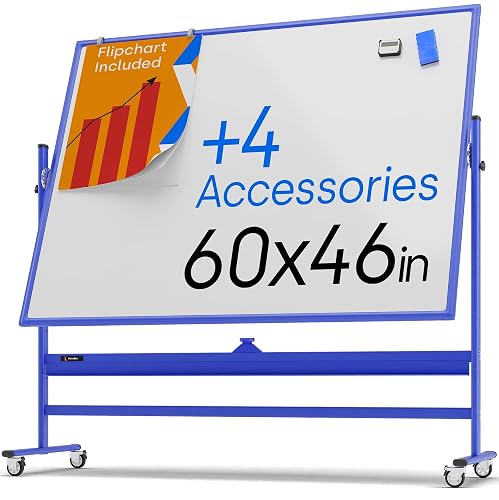 Retractable Board Rolling Dry Erase Board 60 x 46 - Large Portable Magnetic Whiteboard ...