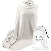 Jet&Bo 100% Pure Cashmere Travel Wrap, Shawl, Scarf & Blanket Ivory, Storage Bag + Gift Box