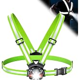 ISEYOU Running Lights for Runners, 500 Lumens Running Light with 45&deg; Adjustable Tilt, 360&deg; Reflective Vest &amp; IPX4 Waterproof Rechargeable Light Up Gear for Night Walking/Cycling/Jogging/Hiking