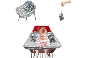 Pozico Baby Shopping Cart Cover for Baby Girl or Boy, Machine Washable/Portable with Carry Bag- White Elephant, Grey