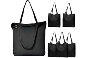 Canvas Totes with Zipper, KOOLMOX 12oz Heavy Duty Cotton Canvas Tote Bag with Handles