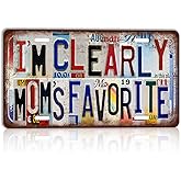 TREEPERI Vintage License plate I'm Clearly Mom's Favorite Wall Decor Metal Sign Tin Signs for Bar Home Bedroom Garage