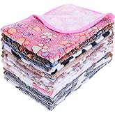 12 Pcs Dog Blanket Pet Paw Print Fleece Blanket Cat Soft Warm Sleep Mat Guinea Pig Cage Liners Small Medium Whelping Pet Essentials for Pet Grooming Shop Girl Boy Puppy