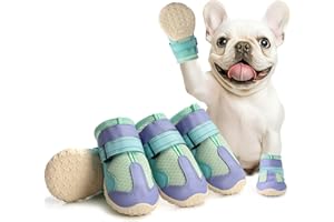 Aokown Dog Shoes for Small Dogs, Puppy Dog Boots for Winter Snow, Hot Pavement, Dog Booties & Paw Protectors Blue Size 1