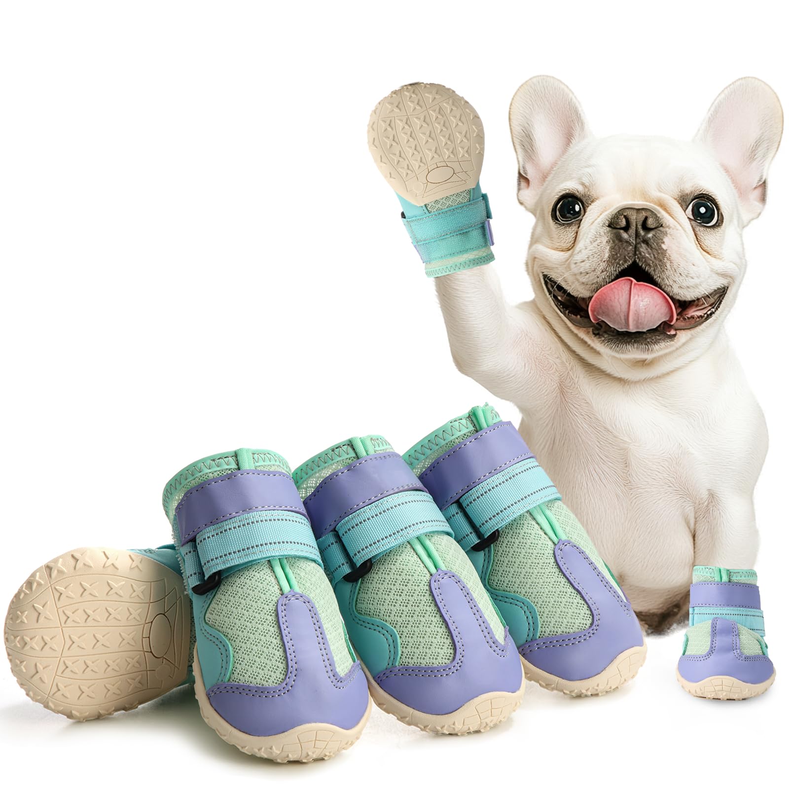Photo 1 of Aokown Dog Shoes for Small Dogs, Puppy Dog Boots for Winter Snow, Hot Pavement, Dog Booties & Paw Protectors Blue Size 1
