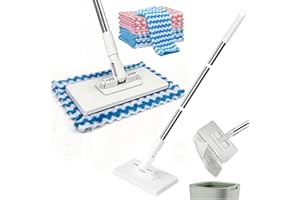 Snap Grip Mini Mop,Lazy Mops Automatic gripping,Zero Touch Floor-Cloth Changing Mini Mop(with 10 Reusable Cloths) for Floors,