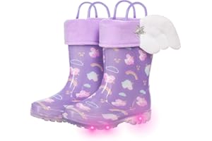 FUNCOO PLUS Kids Winter Rain Boots, Toddler Warm Fleece Snow Boots, Children Waterproof Mud Boots