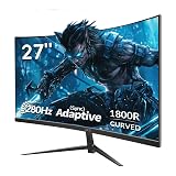 ZZA 27 Inch Curved Monitor 280Hz/240Hz FHD 1080P,Gaming Monitor 1800R VA Screen,Monitor 27 Inch 4000:1 120% sRGB,1Ms,AMD FreeSync,HDR,Low Blue Light,HDMI DP,VESA Support, DP Cable Incl