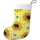 Summer Bees Sunflower Christmas Stocking Large Stockings for Family Holiday Christmas Party Decorations