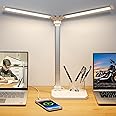 iVict Dual Swing Arm LED Desk Lamps, 5 Light Modes x 10 Brightness Levels Desk Light with USB Charging Port, 45 Minutes Auto 