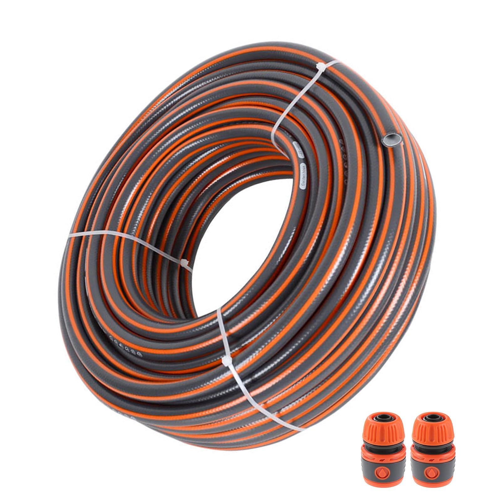 Alederways Garden Hose Pipe, 1/2" UV-Resistant Long Hose, 4 Layers Explosion Proof Braided Reinforced Outdoor Water HosePipes for Garden Including Hose End Quick Connector (Orange Grey, 10M/33Ft)