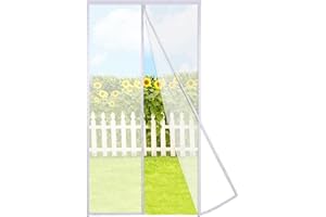 Risareyi Magnetic Screen Door Fit Door Size 36 x 72 inch, White Upgraded Mesh Mosquito Net Door Screen Magnetic Closure for Front Patio Door to Keep Bugs Out, Actual Screen Size 38" x 74"