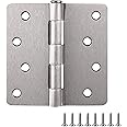 Door Hinges for Interior Doors 10-Pack 4-inch x 4-inch, Design House 1/4-inch Radius Steel Door Hinge Door Hardware, Satin Nickel, 181545