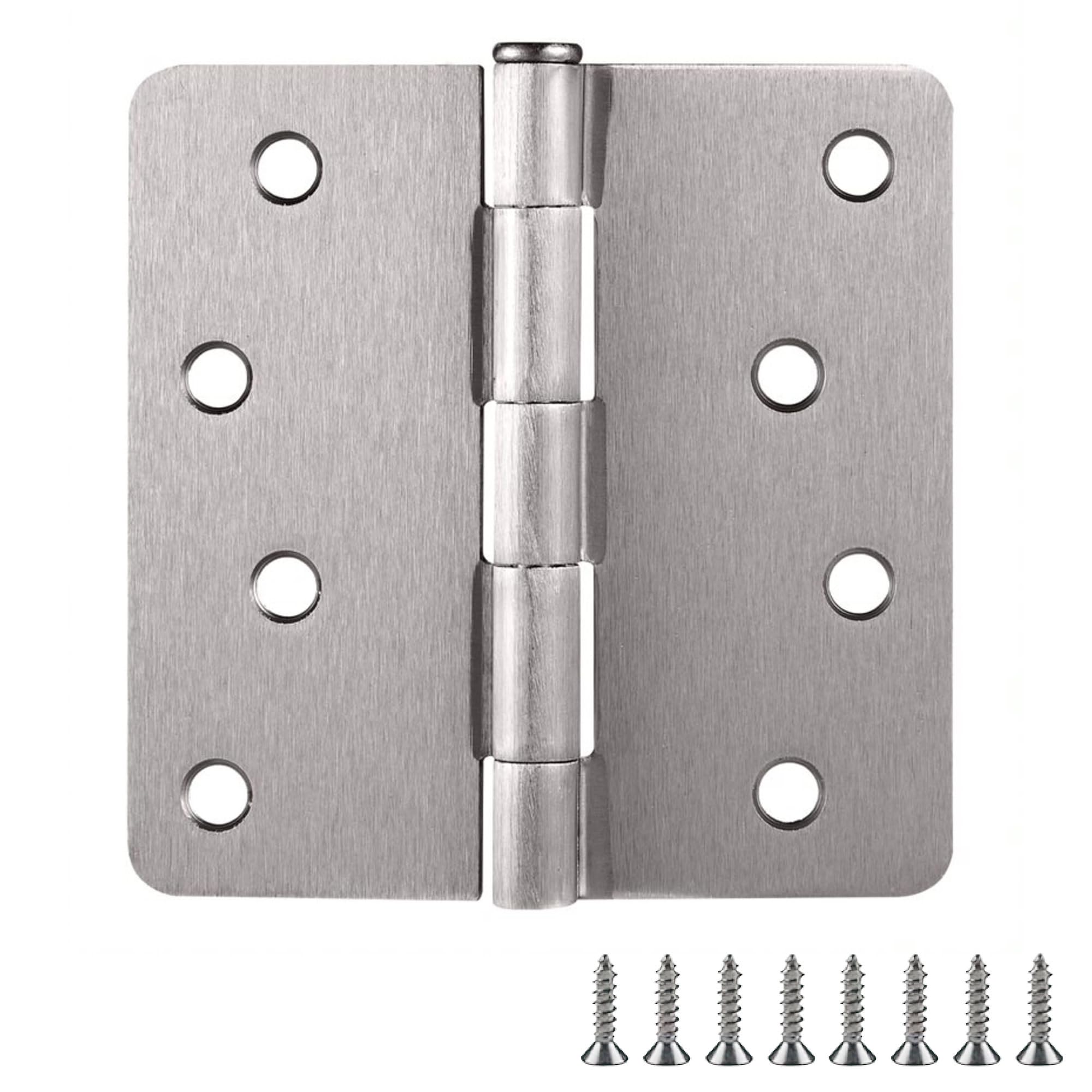Photo 1 of Door Hinges for Interior Doors 10-Pack 4-inch x 4-inch, Design House 1/4-inch Radius Steel Door Hinge Door Hardware, Satin Nickel, 181545
