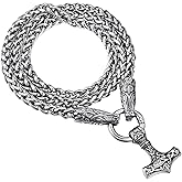 PROSTEEL Norse Viking Jewelry for Men Women, Vintage Thor Hammer/Thor Axe/Raven/Odin Necklace, 316L Stainless Steel Pendant Chain, Come with Box
