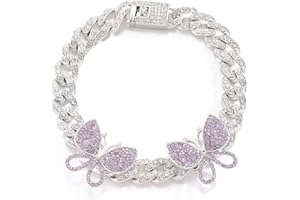 Ingemark Gold/Silver Cuban Link Anklet Colorful Butterfly Anklet for Women Teen Girls Fashion Summer Jewelry Accessory