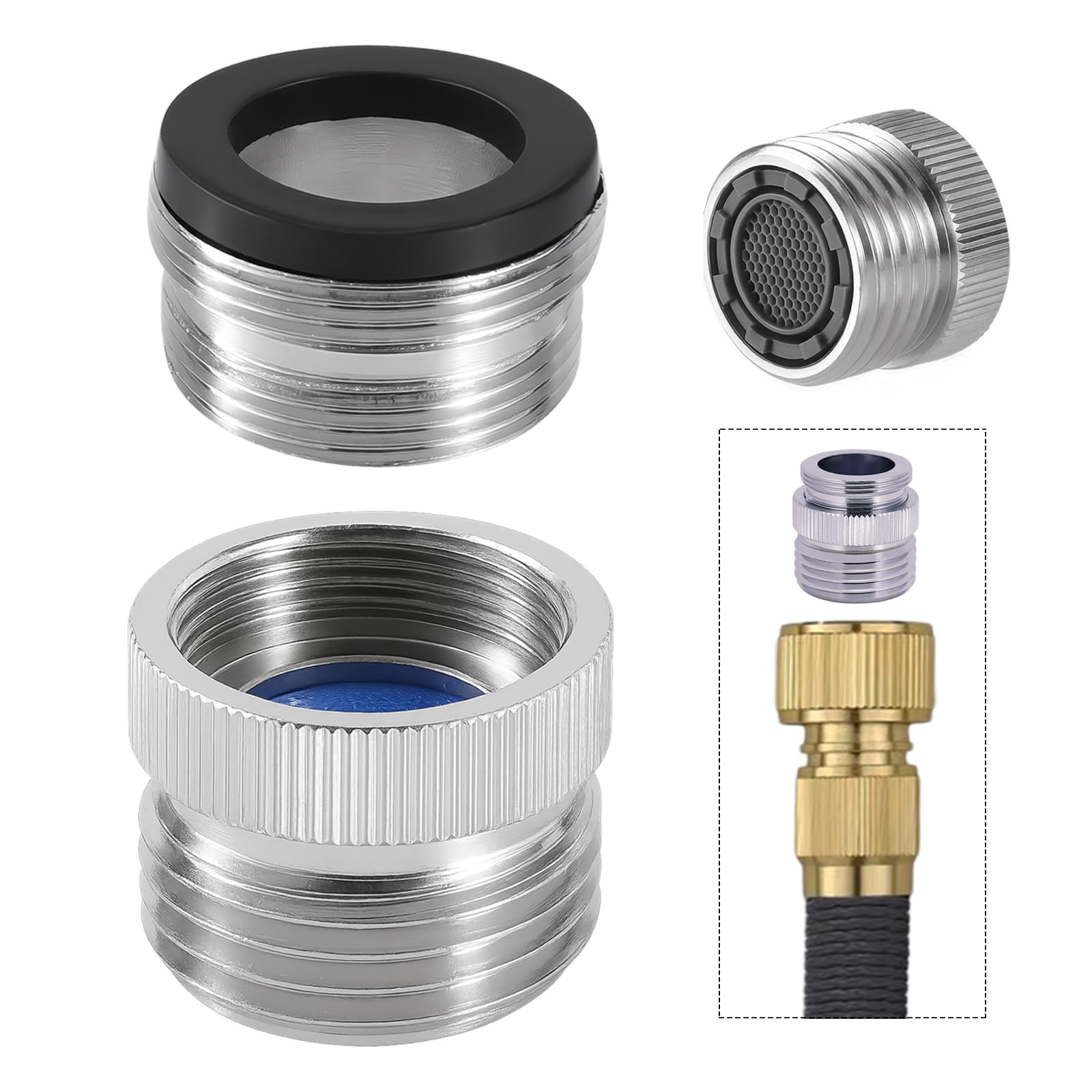 Photo 1 of XNTONG Solid Brass Faucet Adapter with Aerator, Sink Faucet to Garden Hose Connector, Chrome-Plated, Fits 3/4" GHT Garden Hose, for Kitchen and Bathroom Faucets with Removable Aerators
