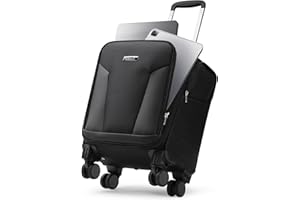 LUGGEX Underseat Carry On Luggage with Removable Wheels - Soft Sided Small Carry On Suitcase - Lightweight Suitcase with Front Open Design (16Inch, Black)