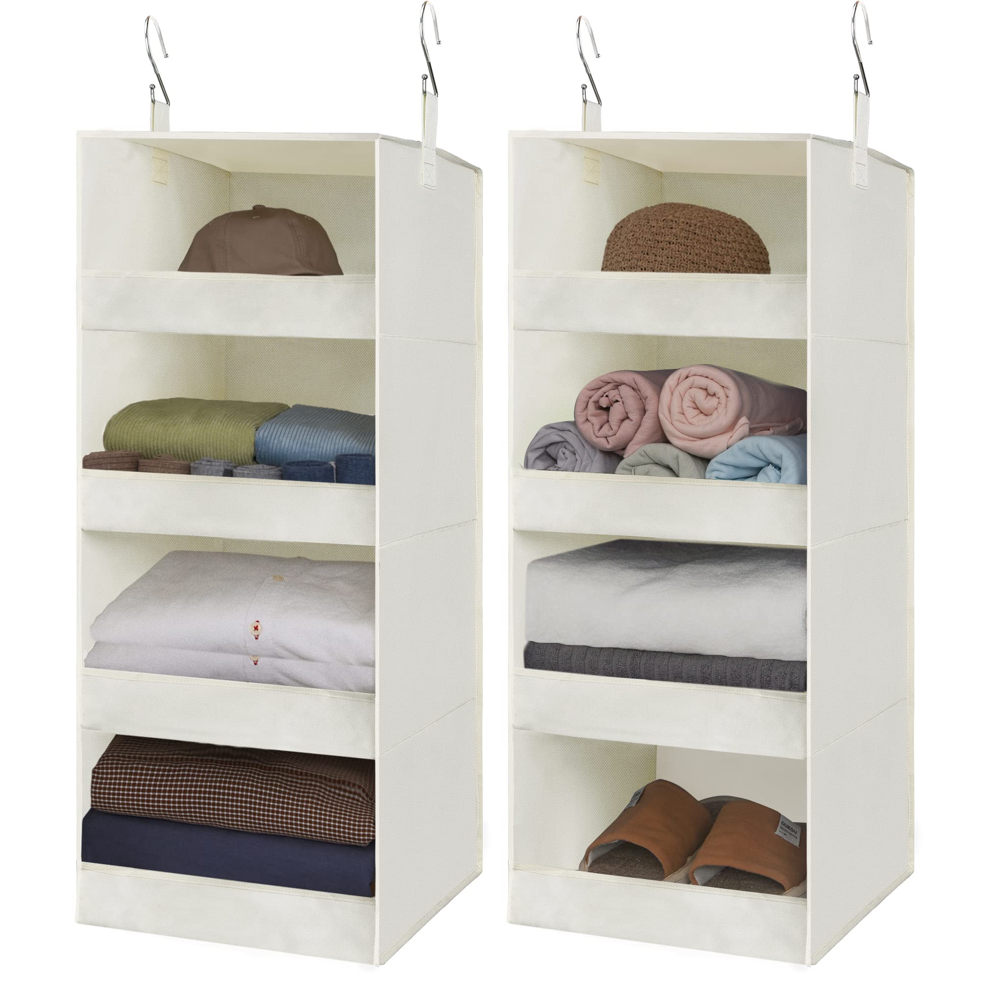 Photo 1 of GRANNY SAYS 4-Shelf Hanging Organizer, Closet Hanging Shelves, Space Saver for Bedroom & Living Room, Beige, 2-Pack