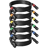 Tnlaile 6 Pack 10ft Color-Coded XLR Cables (Male to Female), OFC Microphone Cable for Recording Mixer, Amplifier, Podcast, Stage & Studio Pro Audio Equipment