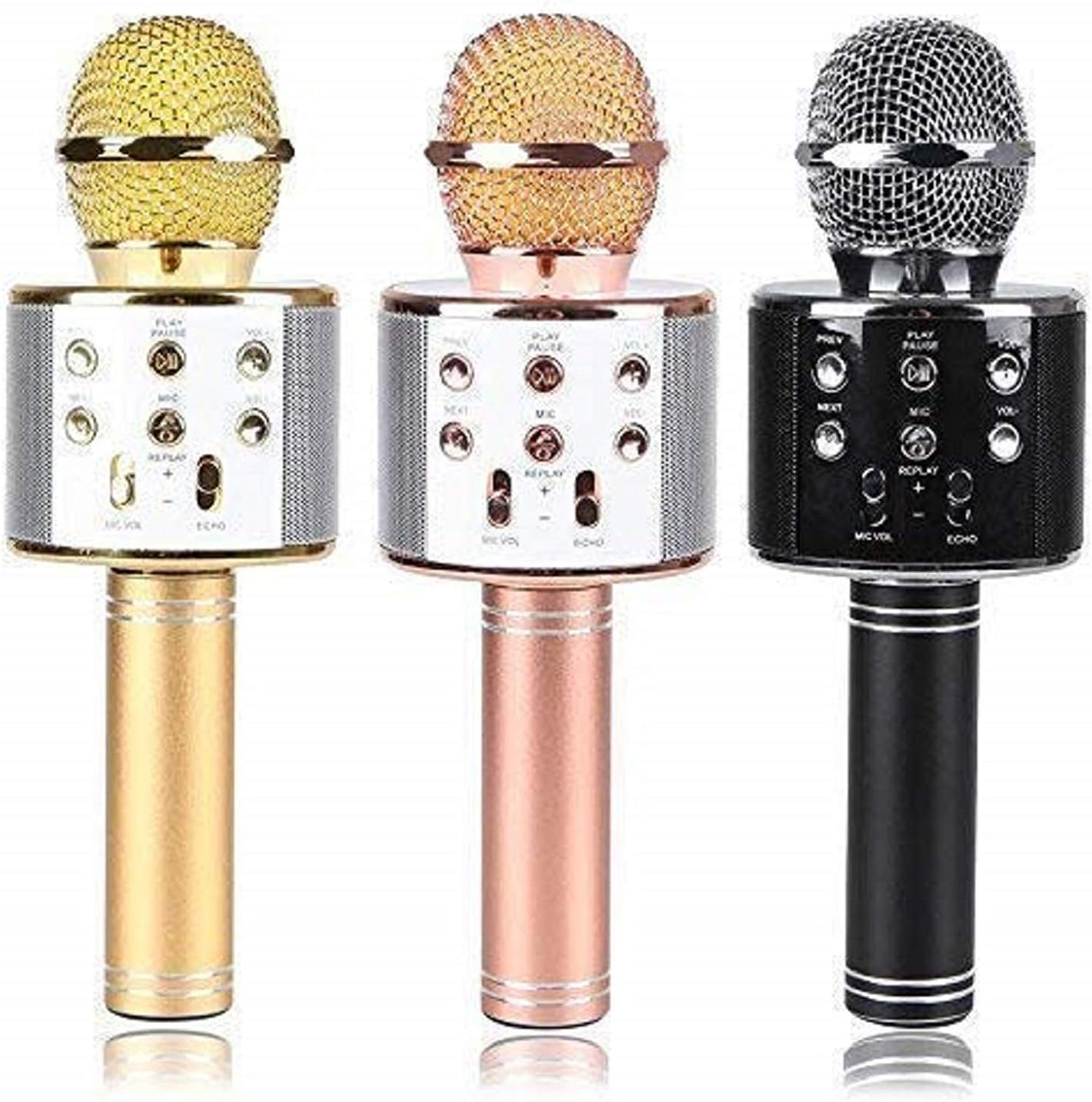 Intelligent WS-858 Wireless Bluetooth Microphone Recording Condenser Handheld Microphone Stand with Bluetooth Speaker Audio Recording for All Android and iOS Devices {Random Colour}