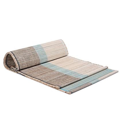 Handloom Woven Eco Friendly Banana Bark and River Grass Cross Table Runner 13x45 inch-Kitchen Dining Home Decor-with A Cotton Bag
