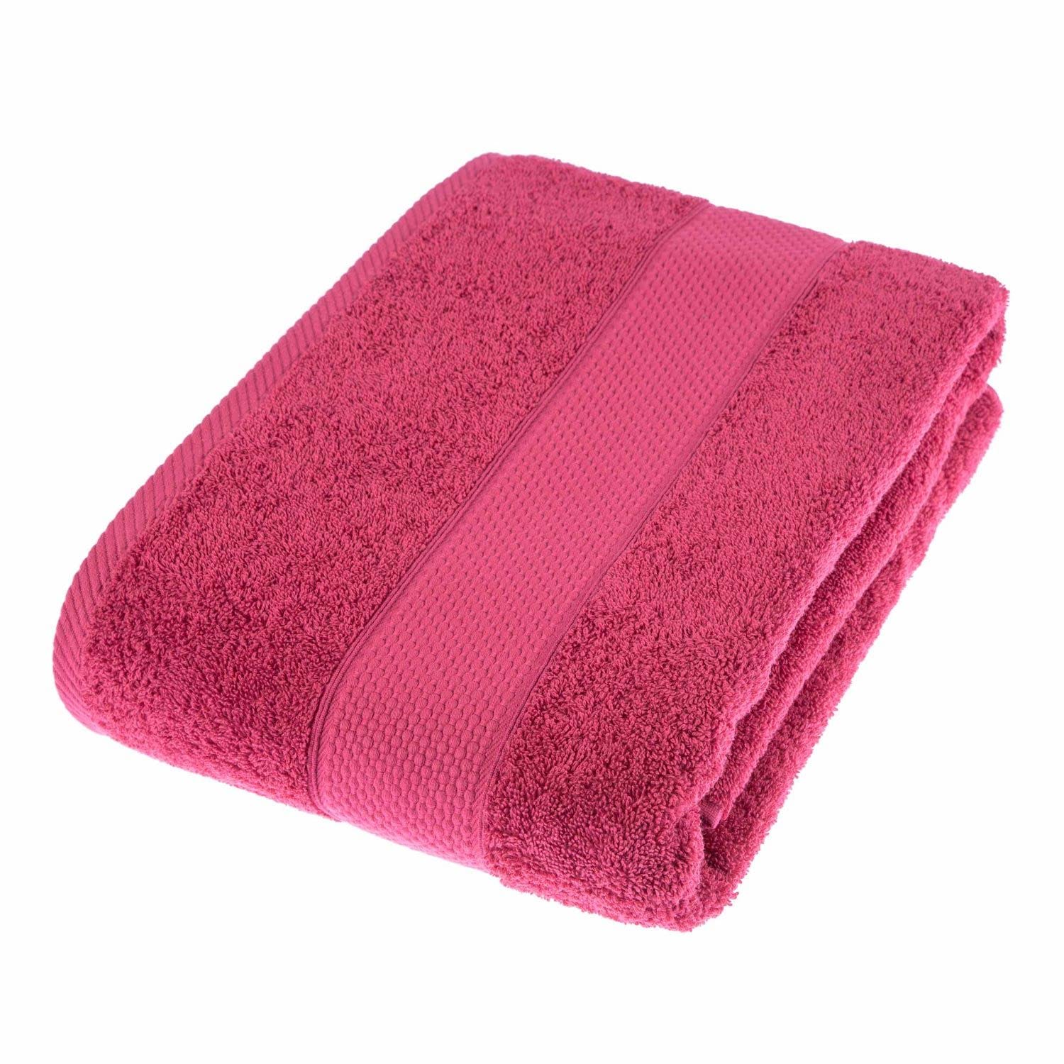 HOMESCAPES Raspberry Pink Turkish Cotton Bath Sheet Super Soft Thick & Absorbent 500 GSM Towel Heavy Weight for everyday Luxury