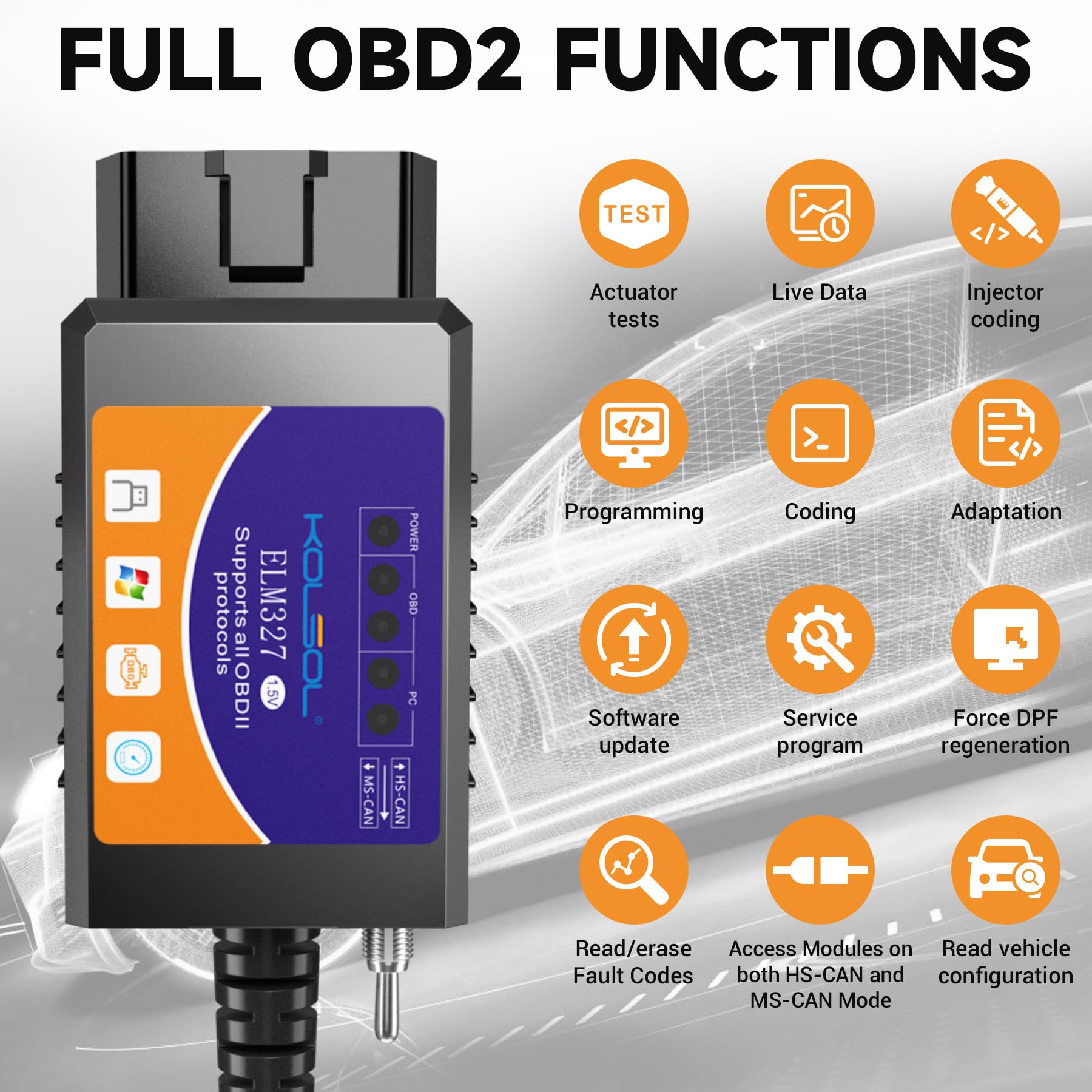 Mua ELM327 OBD2 USB V1.5 Adapter with MS-CAN/HS-CAN Switch, Test Tool ...