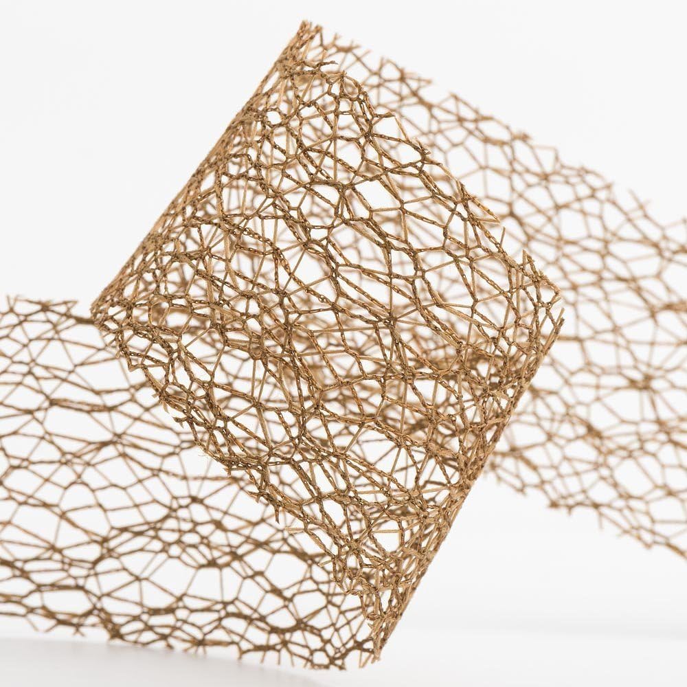 38mm spider web deco ribbon lace net jute mesh trim ribbon 2 Metre length (Natural)