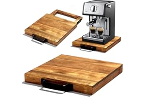 EVERBBKING Natural Acacia Sliding Tray for Coffee Machine Kitchen Appliance slider Moving Caddy, appliance slider,appliance rolling stand air fryer rolling tray