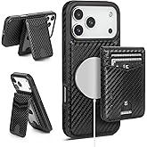 SkyEagle Compatible with Magsafe 2 in 1 Detachable iPhone 17 Pro Wallet Case with Card Holder for Women Men,Magnetic PU Leather RFID Blocking Flip Kickstand Credit Slots,for Apple 17 Pro,Carbon Black