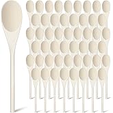 Suzile 50 Pcs 8 Inch Wooden Spoons Bulk Gifts for Mom Cooking Kitchen Wooden Serving Spoons for Crafts Oval Sauce Soup Stirring Ladle for Kitchen Baking Mixing Serving