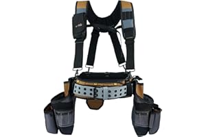 MELOTOUGH Tool Belt with Suspenders Tool Bag Suspenders Framers Comb Apron Tool Belt Construction Tool Pouch Builder Heavy Du