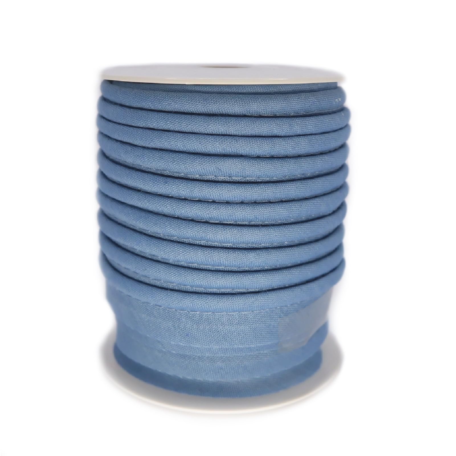 TEXTEX = Piping for Sewing, Decoration, and Crafts. Composition 50% Cotton and 50% Polyester. Total Width of 15mm, Cord of 5mm, and Flap of 10mm. 10 Meter Reel - (Medium Blue)