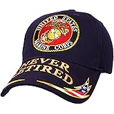 United States Marine Corps Never Retired Cap – Officially Licensed, 100% Cotton, Navy Blue Adjustable for Veterans & Patriots | Comfortable Military Hat for Outdoor & Everyday Wear
