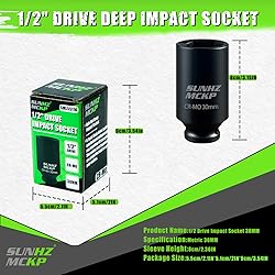 SUNHZMCKP 1/2" Drive Impact Socket, Metric 30 mm