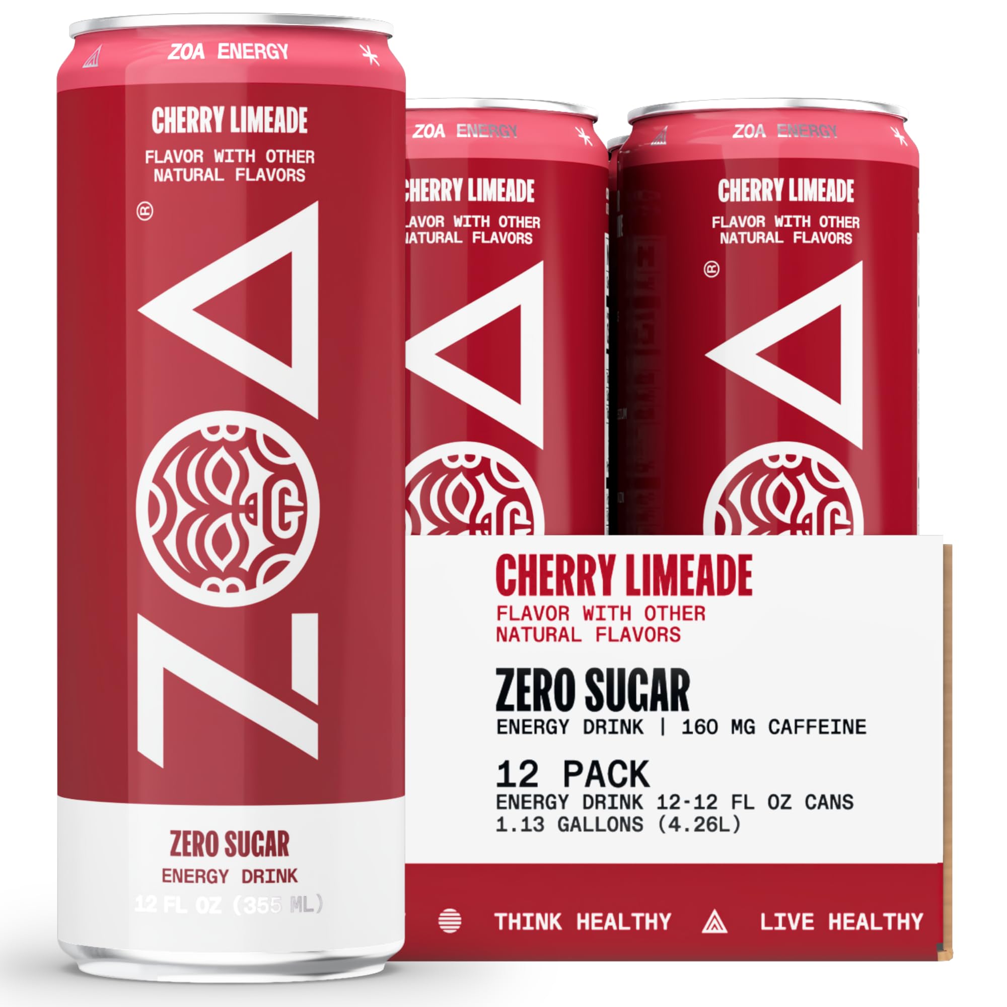 ZOA Zero Sugar Energy Drinks, Cherry Limeade Clean SugarFree Formula