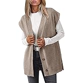 LILLUSORY Women V Neck Sweater Vest Oversized Long Cardigan Casual Vest Tops 2025 Trendy