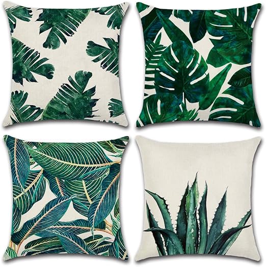 Amazon Com Miulee Pack Of 4 Tropical Leaves Series Throw Pillow