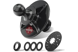 FlexHitch Gooseneck Ball to 5th Wheel Adapter, 1.5" Raised, Heavy Duty Reinforcing Ribs Structure, for Tractor or Trailer Fifth Wheel, Anti-tilt PU Washer and 5th Wheel Lube Plate Included