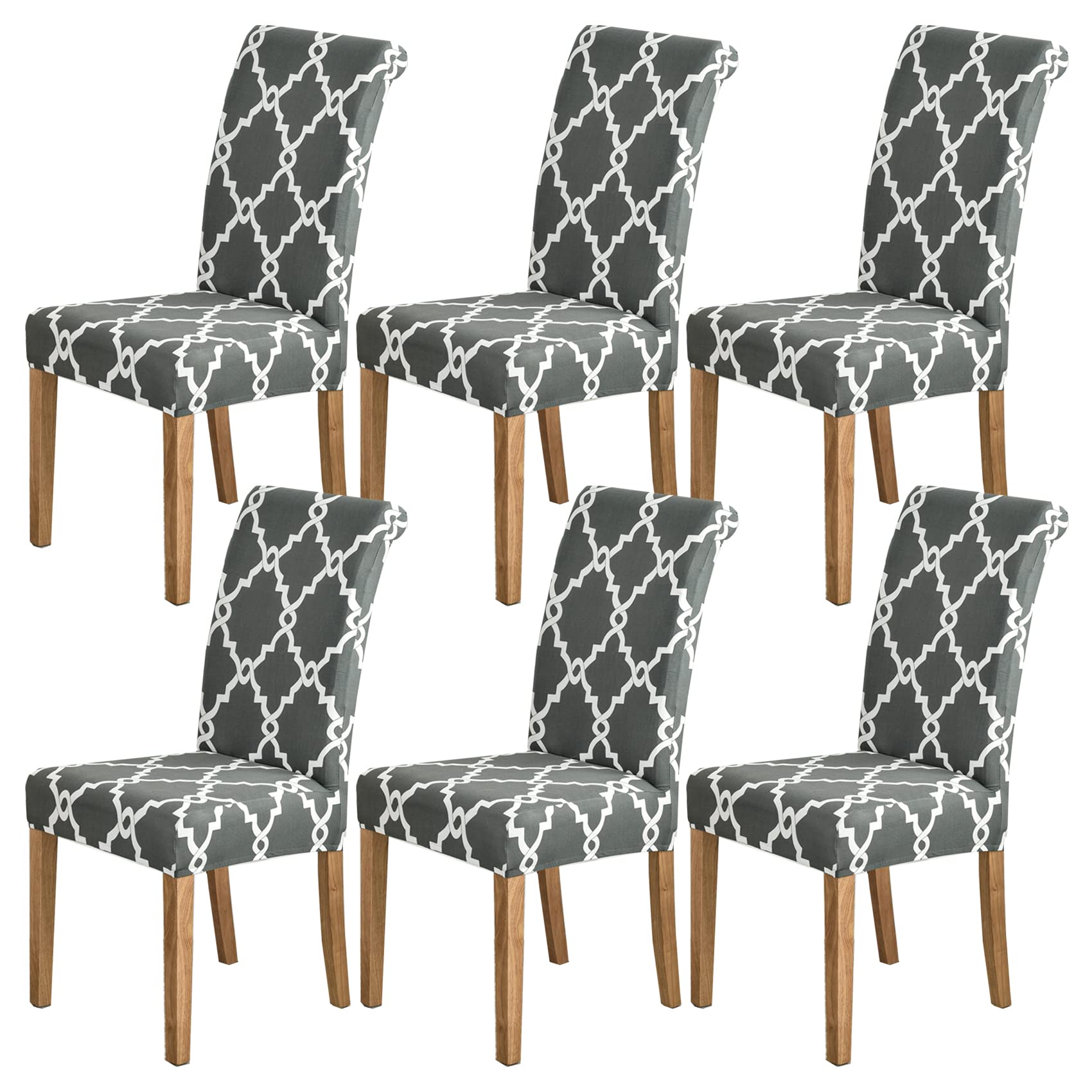 HZDHCLH Chair Covers Set of 4/6 Stretch Modern Chair Slipcovers for Dining Room Kitchen Wedding Party Washable Chair Protector(6pcs, Cannage) — image 1