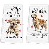 EGBTL Golden Retriever Kitchen Towels Set of 2, Golden Retriever Gifts, Dog Funny Hand Towels for Kitchen Decor, Gifts for GoldenRetriever Women Dog Lovers Dishcloths Dish Towel 16X24 Inches