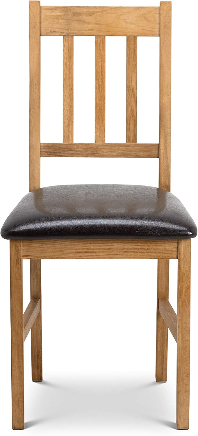Julian Bowen Oak Wood Coxmoor Dining Chairs Set of 2, Oak/ Brown, Height: 90, Width: 43, Depth: 40cm - Image 3