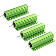 T Tulead 4PCS Green Wirewound Resistor 2 ohm Aluminum Case Resistor Load Resistor 100W